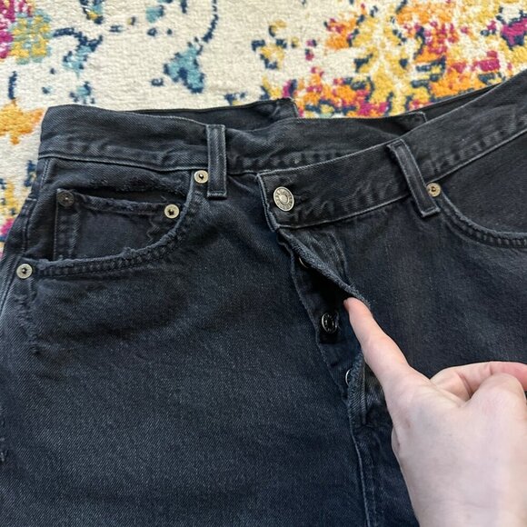 Agolde Criss Cross Jean Short Hitchhike Womens Size 28 Distressed High Rise Goth - Picture 5 of 10